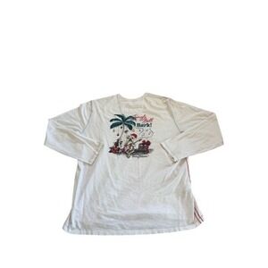 Tommy Bahama Womens LS T Shirt Jingle Bell Bark French Bulldog Christmas Large